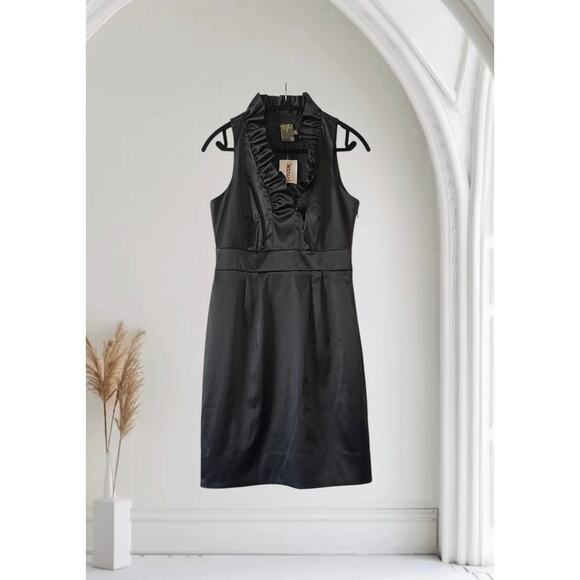 NWT Taylor Dress Black SATIN Pencil Evening Cocktail Size 6 - Picture 1 of 7